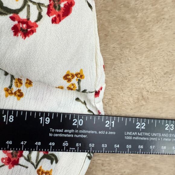 Floral‎ Peasant Peplum Blouse Womens XL White Long Sleeve Boho Cottagecore NWT - Picture 11 of 12